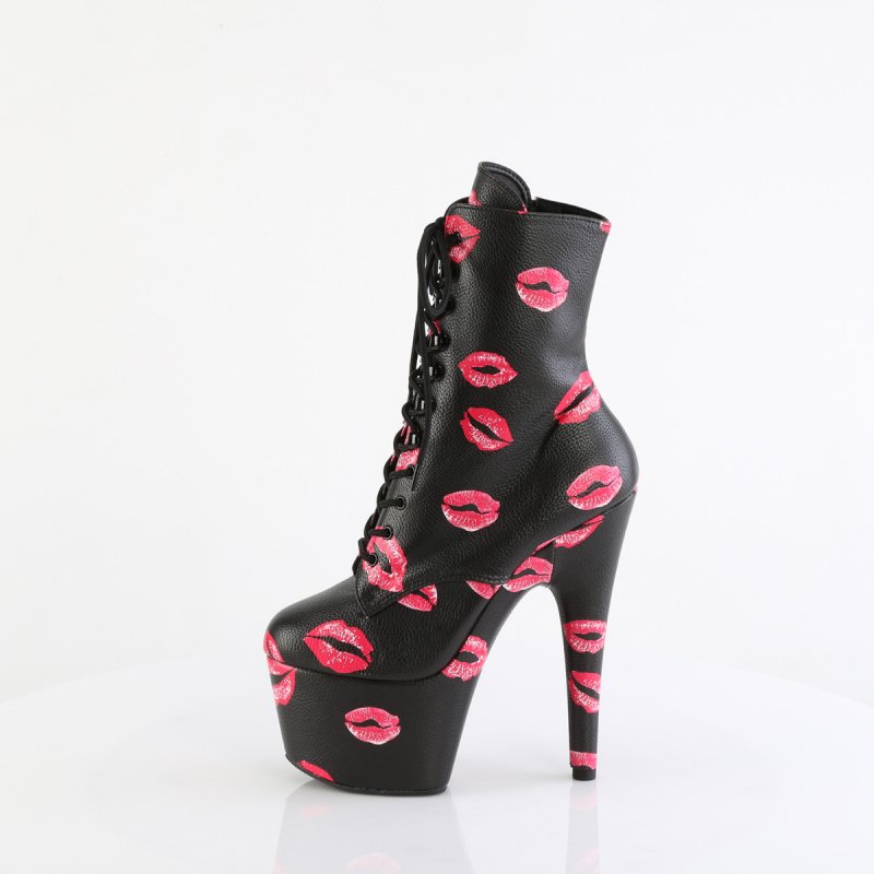 Černé taneční kozačky Pleaser s polibky ADO1020KISS/BPU/M | ADORE-1020KISSES Pleaser - z vnitřku