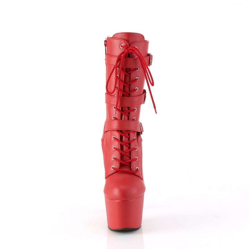 Červené taneční kozačky ADO1043/RPU/M | ADORE-1043 Pleaser - zepředu