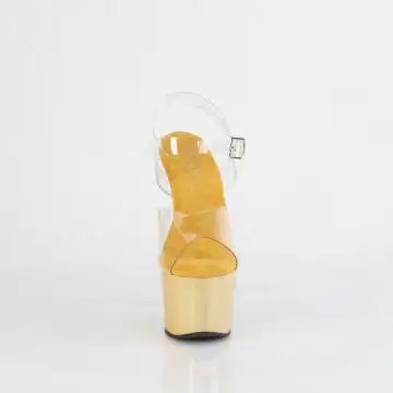 Zlaté strip sandály na podpatku ADO708LQ/C/LQGHG | ADORE-708LQ Pleaser - zepředu