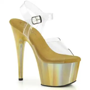 Zlaté strip sandály na podpatku ADO708LQ/C/LQGHG | ADORE-708LQ Pleaser