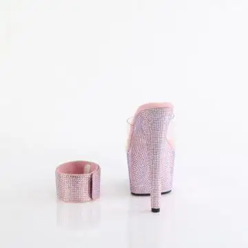 Růžové luxusní pantofle BEJ712RS/C/BPRS | BEJEWELED-712RS Pleaser - zezadu