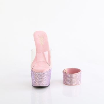 Růžové luxusní pantofle BEJ712RS/C/BPRS | BEJEWELED-712RS Pleaser - zepředu Růžové luxusní pantofle BEJ712RS/C/BPRS | BEJEWELED-712RS Pleaser - zepředu