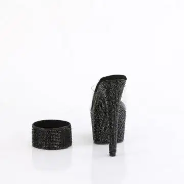 Černé exklusivní pantofle BEJ712RS/C/BRS | BEJEWELED-712RS Pleaser - zezadu