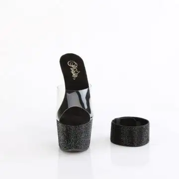 Černé exklusivní pantofle BEJ712RS/C/BRS | BEJEWELED-712RS Pleaser - zepředu