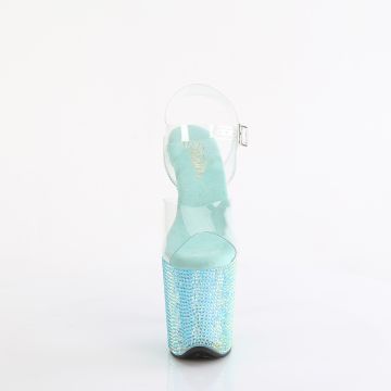 Azurové luxusní boty na podpatku BEJ808RRS/C/AGQRS | BEJEWELED-808RRS Pleaser - zepředu Azurové luxusní boty na podpatku BEJ808RRS/C/AGQRS | BEJEWELED-808RRS Pleaser - zepředu