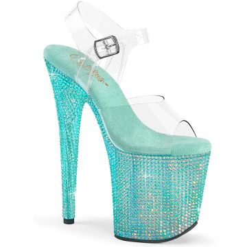 BEJEWELED-808RRS | Azurové luxusní boty na podpatku BEJ808RRS/C/AGQRS Pleaser
