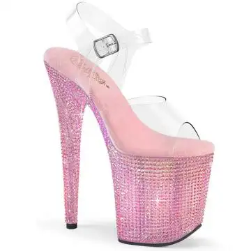 Růžové luxusní boty na podpatku BEJ808RRS/C/BPRS | BEJEWELED-808RRS Pleaser
