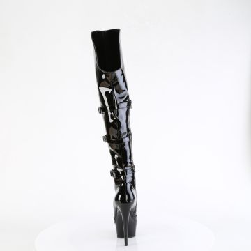 Černé erotické kozačky DEL3018/B/M | DELIGHT-3018 Pleaser - zezadu Černé erotické kozačky DEL3018/B/M | DELIGHT-3018 Pleaser - zezadu