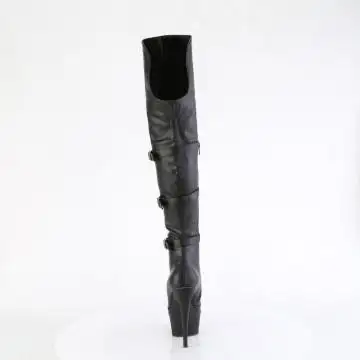 Černé matné erotické kozačky DEL3018/BPU/M | DELIGHT-3018 Pleaser - zezadu