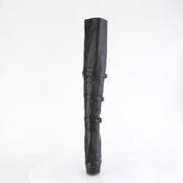 Černé matné erotické kozačky DEL3018/BPU/M | DELIGHT-3018 Pleaser - zepředu