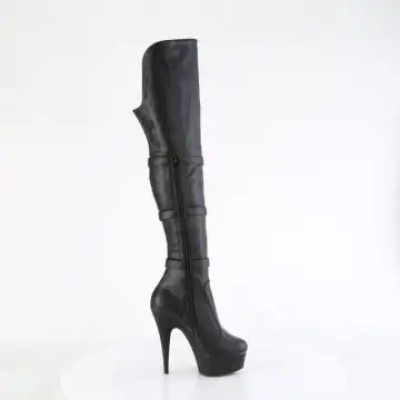 Černé matné erotické kozačky DEL3018/BPU/M | DELIGHT-3018 Pleaser - z vnějšku