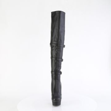 Černé matné erotické kozačky DEL3018/BPU/M | DELIGHT-3018 Pleaser - zepředu Černé matné erotické kozačky DEL3018/BPU/M | DELIGHT-3018 Pleaser - zepředu