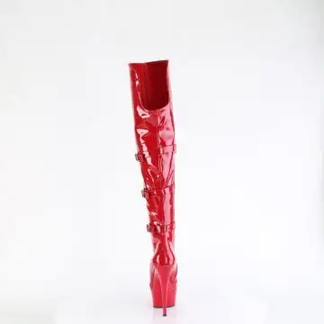 Červené erotické kozačky DEL3018/R/M | DELIGHT-3018 Pleaser - zezadu