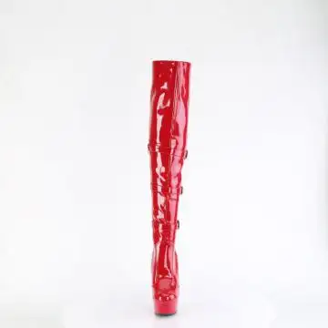 Červené erotické kozačky DEL3018/R/M | DELIGHT-3018 Pleaser - zepředu