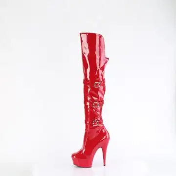 Červené erotické kozačky DEL3018/R/M | DELIGHT-3018 Pleaser - z vnitřku