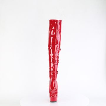 Červené erotické kozačky DEL3018/R/M | DELIGHT-3018 Pleaser - zepředu Červené erotické kozačky DEL3018/R/M | DELIGHT-3018 Pleaser - zepředu
