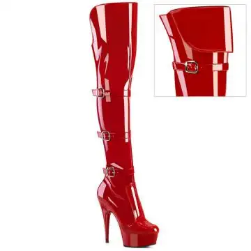 Červené erotické kozačky DEL3018/R/M | DELIGHT-3018 Pleaser