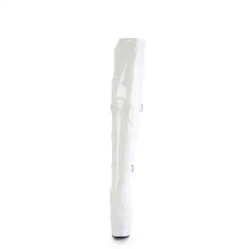 Bílé erotické kozačky DEL3018/W/M | DELIGHT-3018 Pleaser - zepředu