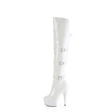 Bílé erotické kozačky DEL3018/W/M | DELIGHT-3018 Pleaser - z vnitřku