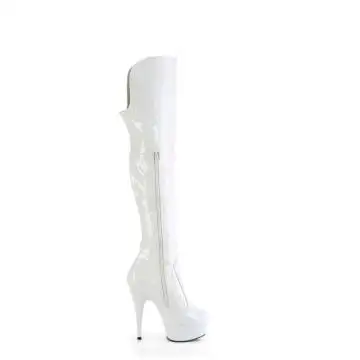 Bílé erotické kozačky DEL3018/W/M | DELIGHT-3018 Pleaser - z vnějšku