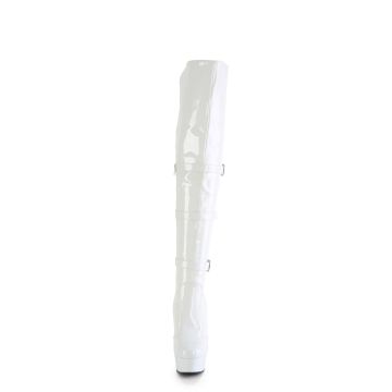 Bílé erotické kozačky DEL3018/W/M | DELIGHT-3018 Pleaser - zepředu Bílé erotické kozačky DEL3018/W/M | DELIGHT-3018 Pleaser - zepředu