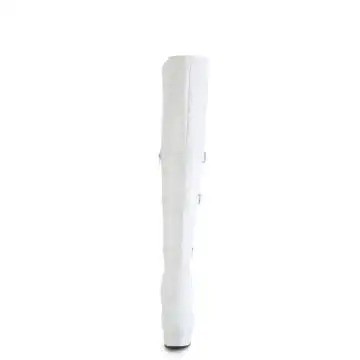 Bílé matné erotické kozačky DEL3018/WPU/M | DELIGHT-3018 Pleaser - zepředu