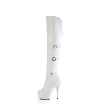 Bílé matné erotické kozačky DEL3018/WPU/M | DELIGHT-3018 Pleaser - z vnitřku