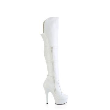 Bílé matné erotické kozačky DEL3018/WPU/M | DELIGHT-3018 Pleaser - z vnějšku Bílé matné erotické kozačky DEL3018/WPU/M | DELIGHT-3018 Pleaser - z vnějšku