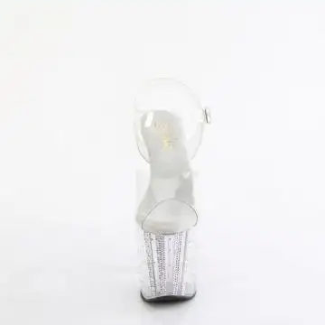 Průhledné sandály Pleaser ENC708RS-01/C/C-ABRS s kamínky | ENCHANT-708RS-01 Pleaser - zepředu