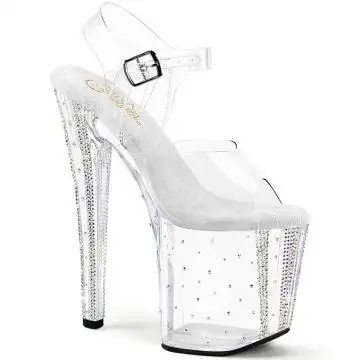 Průhledné sandály Pleaser ENC708RS-01/C/C-ABRS s kamínky | ENCHANT-708RS-01 Pleaser