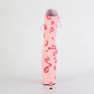 Růžové pole dance kozačky s polibky FLAM1020KISS/BPPU/M | FLAMINGO-1020KISSES Pleaser - zezadu