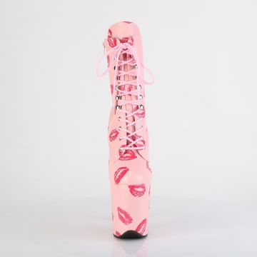 Růžové pole dance kozačky s polibky FLAM1020KISS/BPPU/M | FLAMINGO-1020KISSES Pleaser - zepředu