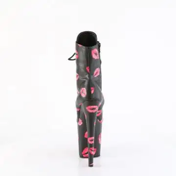 Černé pole dance kozačky s polibky FLAM1020KISS/BPU/M | FLAMINGO-1020KISSES Pleaser - zezadu