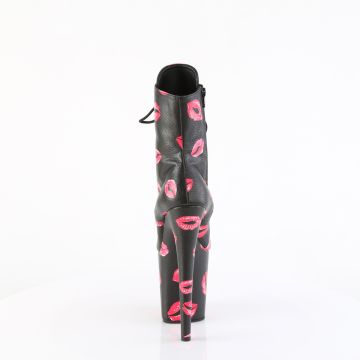Černé pole dance kozačky s polibky FLAM1020KISS/BPU/M | FLAMINGO-1020KISSES Pleaser - zezadu Černé pole dance kozačky s polibky FLAM1020KISS/BPU/M | FLAMINGO-1020KISSES Pleaser - zezadu