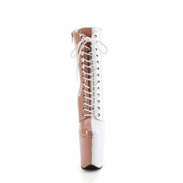 Růžovobílé exotic dance kozačky FLAM1040TT/BH-W/M Pleaser | FLAMINGO-1040TT - zepředu