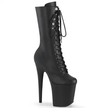 Černé matné kozačky Pleaser na podpatku FLAM1054/BPU/M | FLAMINGO-1054 Pleaser