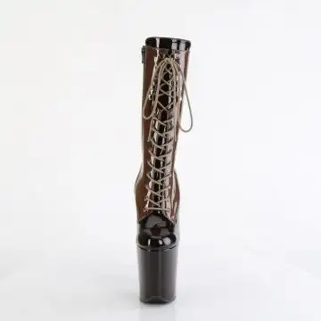Hnědé kozačky na pole dance FLAM1054DC/MOC-CF/M | FLAMINGO-1054DC Pleaser - zepředu