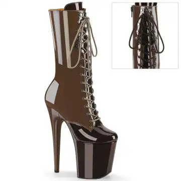 Hnědé kozačky na pole dance FLAM1054DC/MOC-CF/M