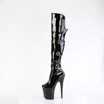 Černé kozačky na stehna pro dominu FLAM3018/B/M Pleaser | FLAMINGO-3018 Pleaser - z vnitřku