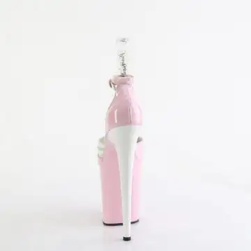 Růžovo-bílé taneční sandály na extra podpatku FLAM884/BP-W/M | FLAMINGO-884 Pleaser - zezadu