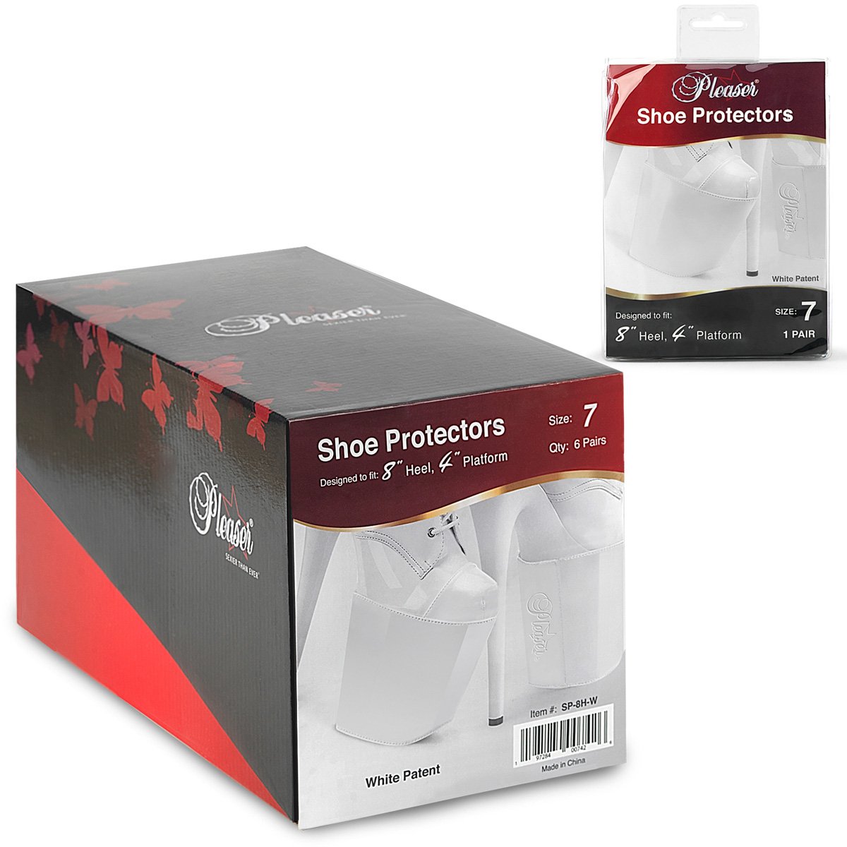 Bílé chrániče bot Pleaser s platformou 10 cm SP-8H-W | SP-8H