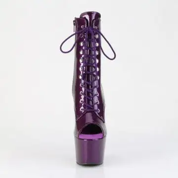 Fialové kozačky na podpatku a platformě Pleaser ADO1021GP/PPG/M | ADORE-1021GP Pleaser - zepředu