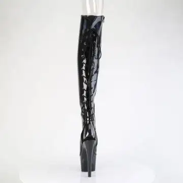 Černé stehenní kozačky s hologramem Pleaser ADO3019HWR/BHG/M | ADORE-3019HWR Pleaser - zezadu
