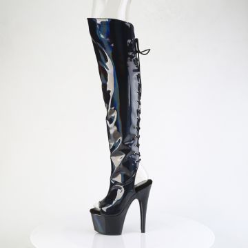 Černé stehenní kozačky s hologramem Pleaser ADO3019HWR/BHG/M | ADORE-3019HWR Pleaser - z vnitřku Černé stehenní kozačky s hologramem Pleaser ADO3019HWR/BHG/M | ADORE-3019HWR Pleaser - z vnitřku