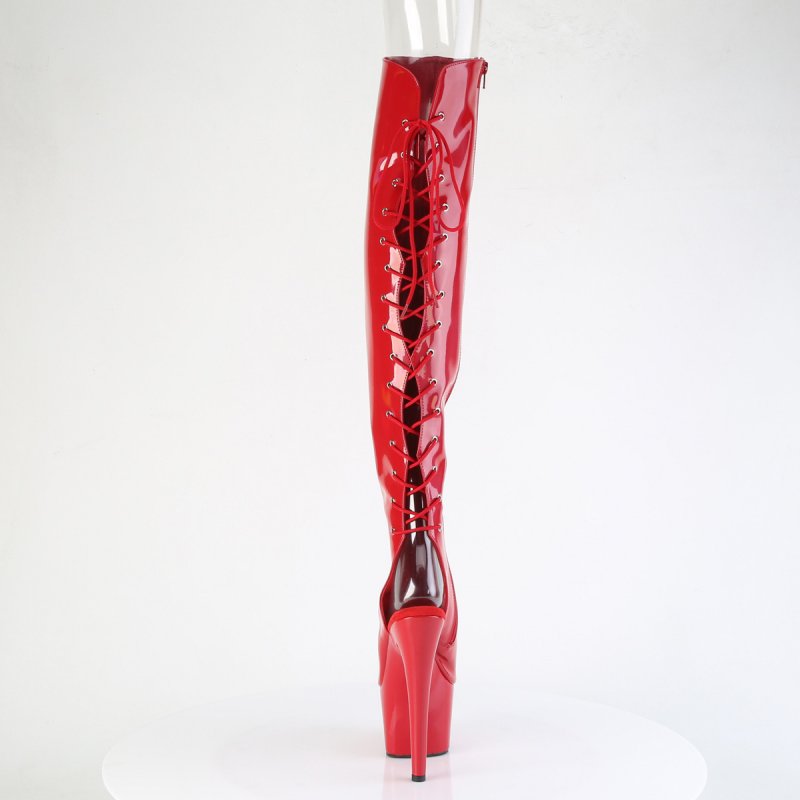 Červené stehenní kozačky Pleaser ADO3019HWR/RHG/M | ADORE-3019HWR Pleaser - zezadu
