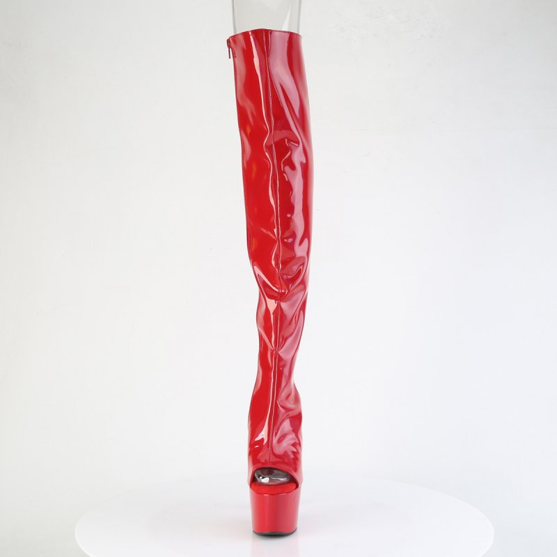 Červené stehenní kozačky Pleaser ADO3019HWR/RHG/M | ADORE-3019HWR Pleaser - zepředu