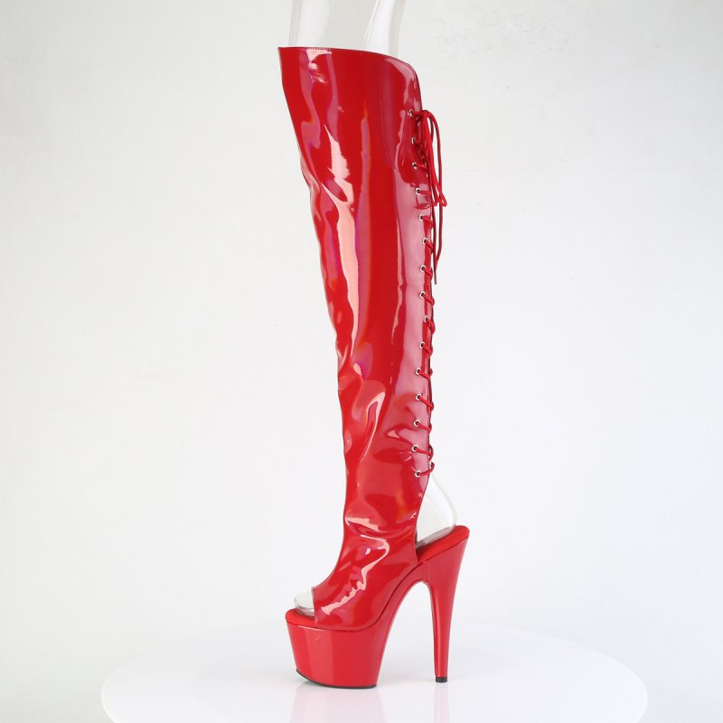 Červené stehenní kozačky Pleaser ADO3019HWR/RHG/M | ADORE-3019HWR Pleaser - z vnitřku