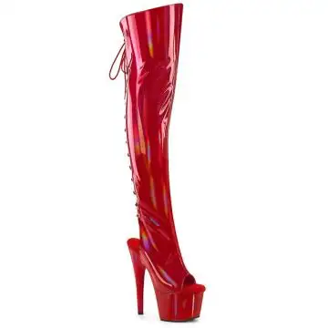 Červené stehenní kozačky Pleaser ADO3019HWR/RHG/M