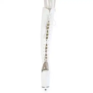 Bílé stehenní kozačky Pleaser ADO3019HWR/WHG/M | ADORE-3019HWR Pleaser - zezadu