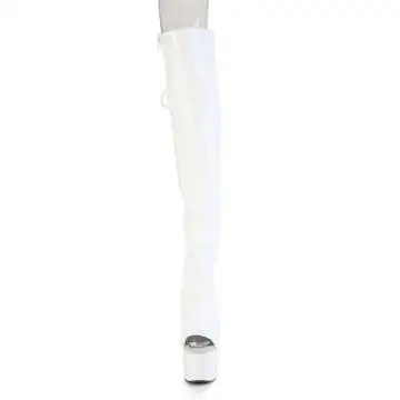 Bílé stehenní kozačky Pleaser ADO3019HWR/WHG/M | ADORE-3019HWR Pleaser - zepředu